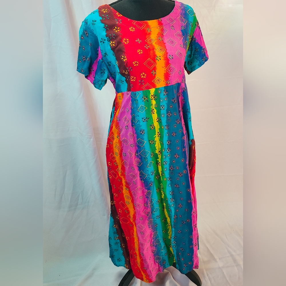 Colorful floral hippie boho vintage festival Sita dress